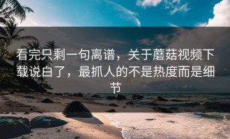 看完只剩一句离谱，关于蘑菇视频下载说白了，最抓人的不是热度而是细节