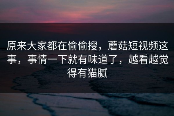原来大家都在偷偷搜，蘑菇短视频这事，事情一下就有味道了，越看越觉得有猫腻