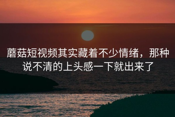 蘑菇短视频其实藏着不少情绪，那种说不清的上头感一下就出来了