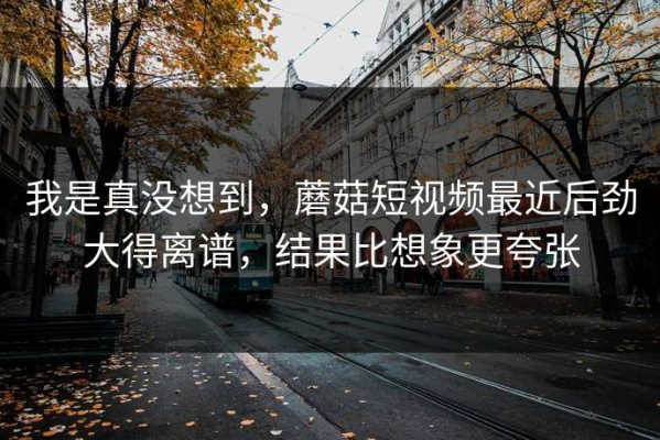 我是真没想到，蘑菇短视频最近后劲大得离谱，结果比想象更夸张