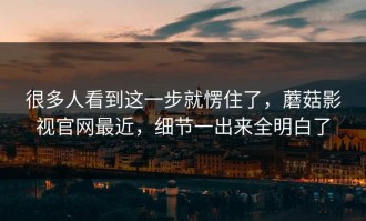 很多人看到这一步就愣住了，蘑菇影视官网最近，细节一出来全明白了
