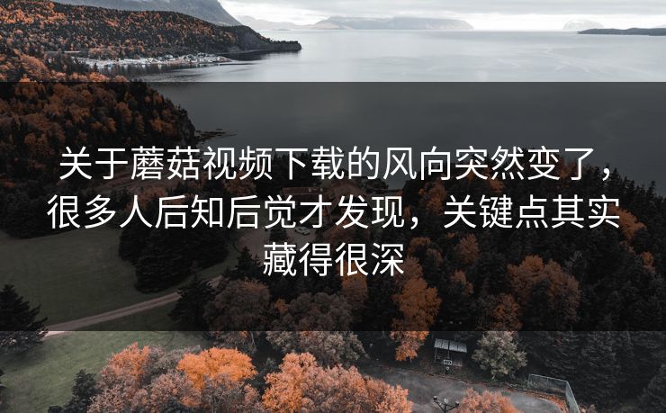 关于蘑菇视频下载的风向突然变了,很多人后知后觉才发现,关键点其实藏得很深 关于蘑菇视频下载的风向突然变了,很多人后知后觉才发现,关键点其实藏得很深