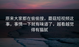 原来大家都在偷偷搜，蘑菇短视频这事，事情一下就有味道了，越看越觉得有猫腻
