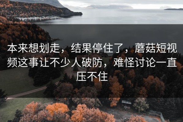 本来想划走，结果停住了，蘑菇短视频这事让不少人破防，难怪讨论一直压不住