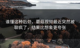 谁懂这种后劲，蘑菇视频最近突然被聊疯了，结果比想象更夸张