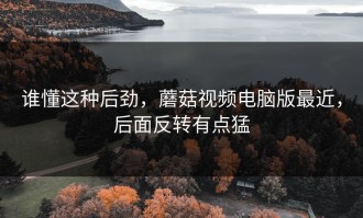 谁懂这种后劲，蘑菇视频电脑版最近，后面反转有点猛