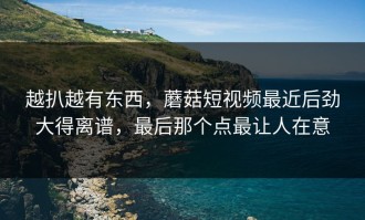 越扒越有东西，蘑菇短视频最近后劲大得离谱，最后那个点最让人在意