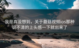 我是真没想到，关于蘑菇视频ios那种说不清的上头感一下就出来了