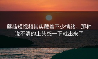蘑菇短视频其实藏着不少情绪，那种说不清的上头感一下就出来了