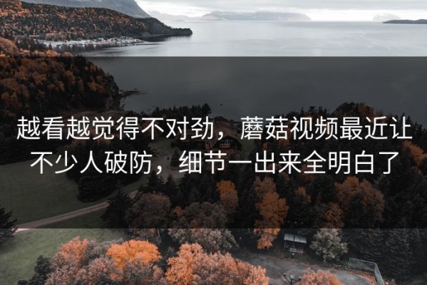 越看越觉得不对劲，蘑菇视频最近让不少人破防，细节一出来全明白了
