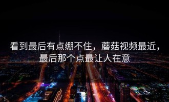 看到最后有点绷不住，蘑菇视频最近，最后那个点最让人在意