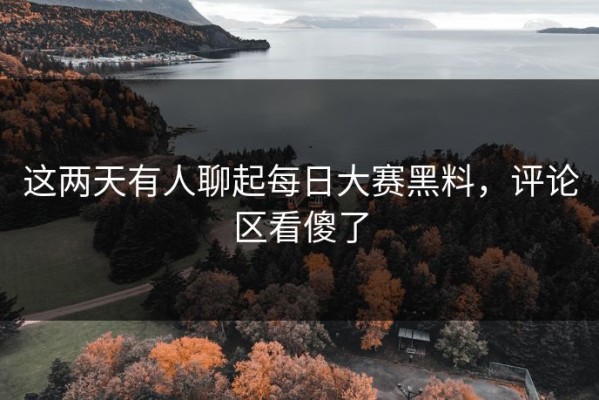 这两天有人聊起每日大赛黑料，评论区看傻了