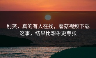 别笑，真的有人在找，蘑菇视频下载这事，结果比想象更夸张