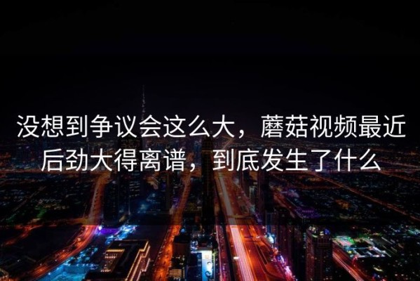 没想到争议会这么大，蘑菇视频最近后劲大得离谱，到底发生了什么