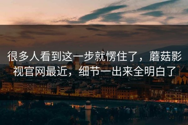 很多人看到这一步就愣住了，蘑菇影视官网最近，细节一出来全明白了