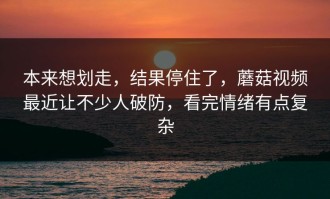 本来想划走，结果停住了，蘑菇视频最近让不少人破防，看完情绪有点复杂