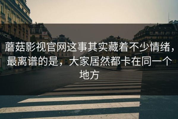 蘑菇影视官网这事其实藏着不少情绪，最离谱的是，大家居然都卡在同一个地方