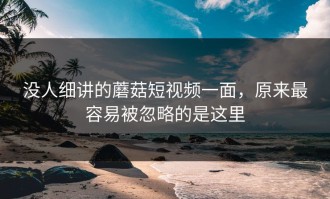 没人细讲的蘑菇短视频一面，原来最容易被忽略的是这里