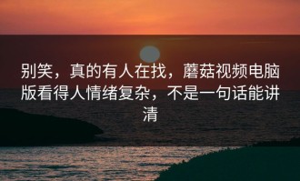 别笑，真的有人在找，蘑菇视频电脑版看得人情绪复杂，不是一句话能讲清