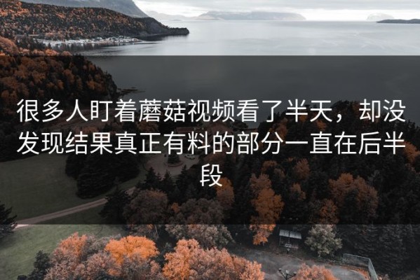 很多人盯着蘑菇视频看了半天，却没发现结果真正有料的部分一直在后半段