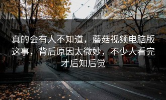 真的会有人不知道，蘑菇视频电脑版这事，背后原因太微妙，不少人看完才后知后觉
