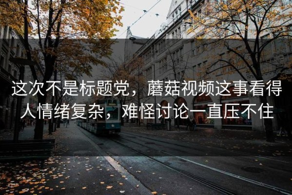 这次不是标题党，蘑菇视频这事看得人情绪复杂，难怪讨论一直压不住