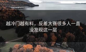 越冷门越有料，反差大赛很多人一直没发现这一层