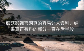 蘑菇影视官网真的容易让人误判，结果真正有料的部分一直在后半段