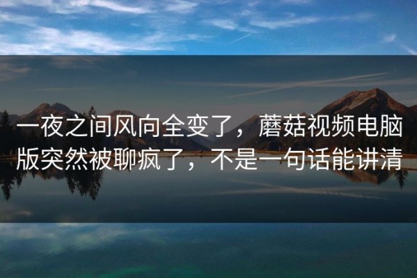 一夜之间风向全变了，蘑菇视频电脑版突然被聊疯了，不是一句话能讲清