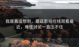 我是真没想到，蘑菇影视在线观看最近，难怪讨论一直压不住