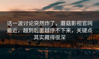 这一波讨论突然炸了，蘑菇影视官网最近，越到后面越停不下来，关键点其实藏得很深