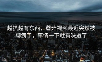 越扒越有东西，蘑菇视频最近突然被聊疯了，事情一下就有味道了