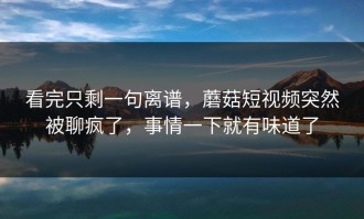 看完只剩一句离谱，蘑菇短视频突然被聊疯了，事情一下就有味道了