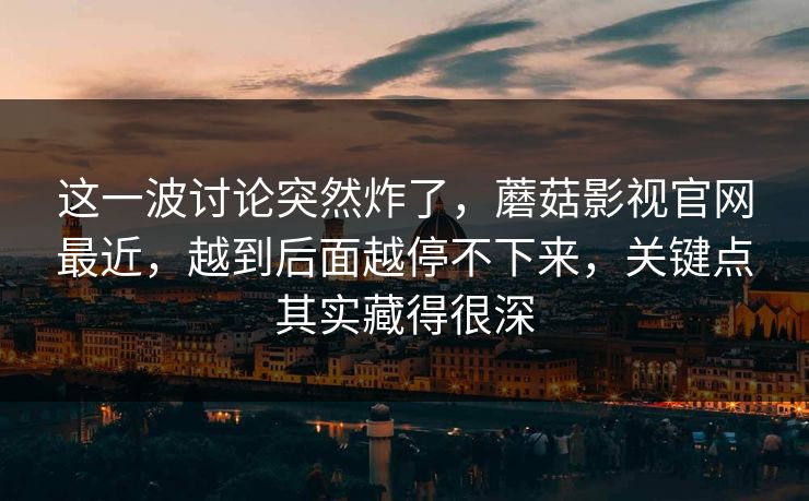 这一波讨论突然炸了，蘑菇影视官网最近，越到后面越停不下来，关键点其实藏得很深