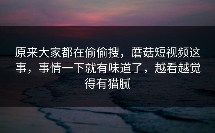 原来大家都在偷偷搜，蘑菇短视频这事，事情一下就有味道了，越看越觉得有猫腻