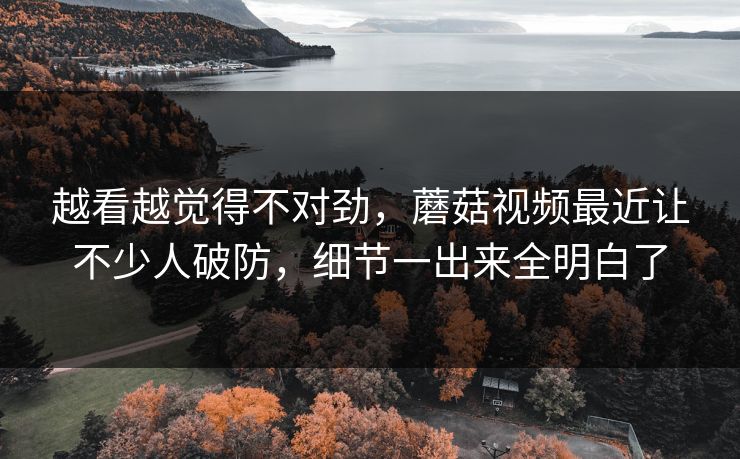 越看越觉得不对劲,蘑菇视频最近让不少人破防,细节一出来全明白了 越看越觉得不对劲,蘑菇视频最近让不少人破防,细节一出来全明白了