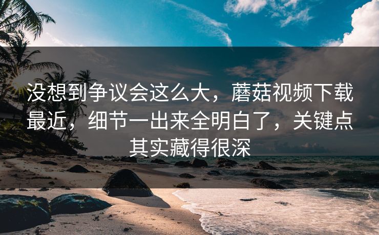 没想到争议会这么大,蘑菇视频下载最近,细节一出来全明白了,关键点其实藏得很深 没想到争议会这么大,蘑菇视频下载最近,细节一出来全明白了,关键点其实藏得很深