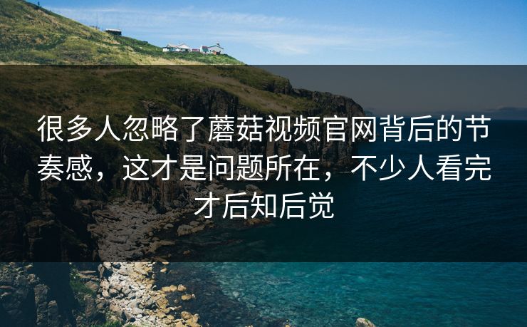 很多人忽略了蘑菇视频官网背后的节奏感，这才是问题所在，不少人看完才后知后觉